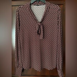 Adrianna Papell Paisley Tie Front Pullover Blouse